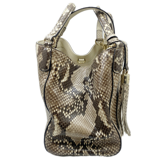 GUCCI Soho Handbag 2WAY Tote Bag Python Beige Brown - Picture 4 of 15